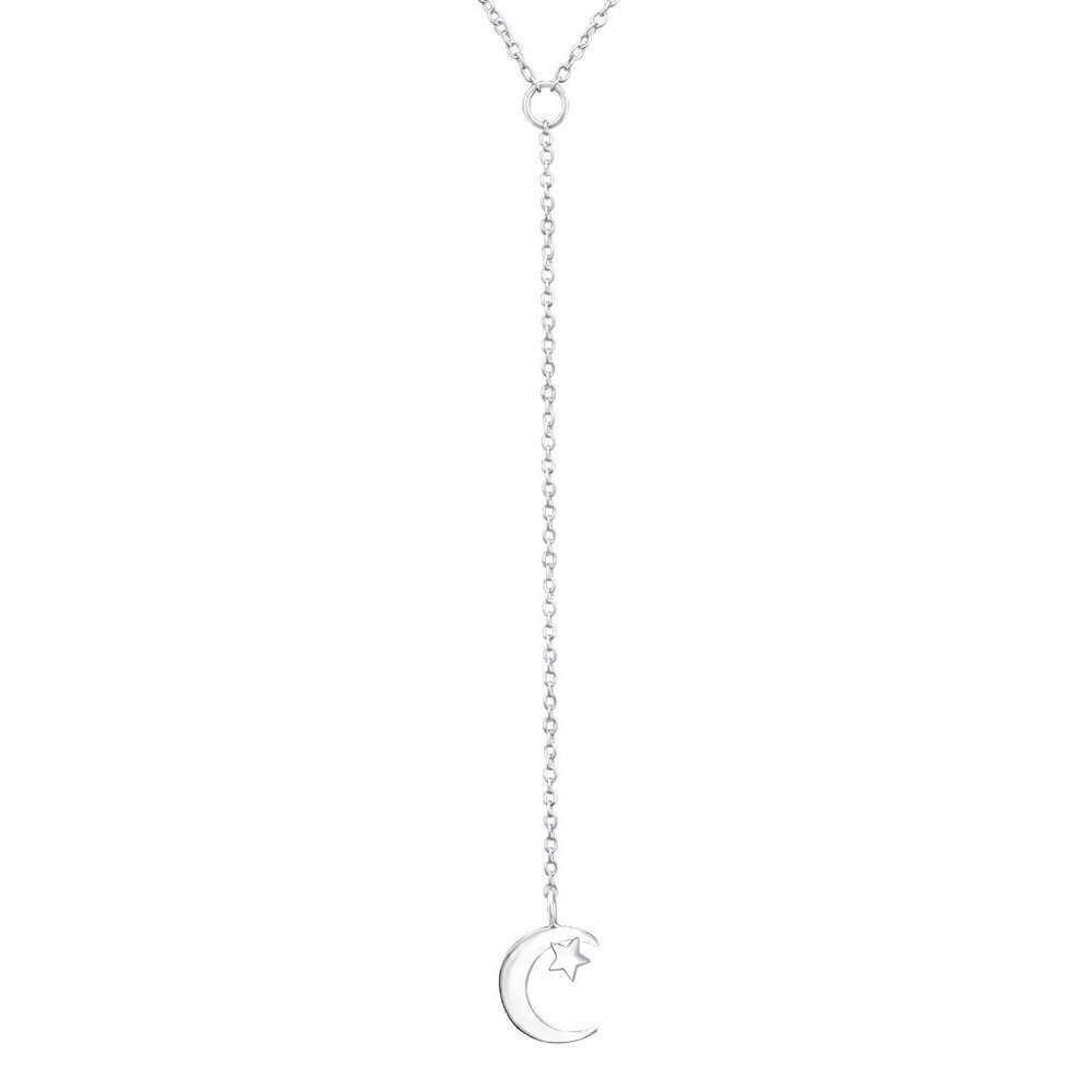 Sterling Silver Moon And Star Y Necklace